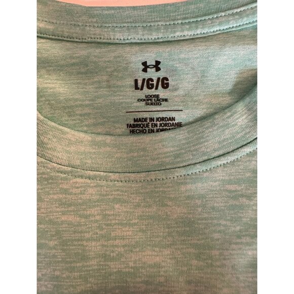 Under Armour Floral Logo Tee L Mint Green Sporty Soft Performance Top - Picture 5 of 5